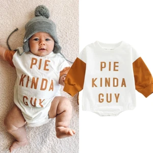 0-18M Baby Girl Boy Halloween Bodysuit Patchwork Long Sleeve Sweatshirt Jumpsuit - Picture 1 of 6