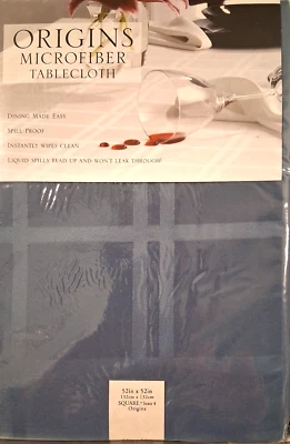 Origins Microfiber Tablecloth Blue Denim Spill Proof 52 x 52 inches NIB - Image 1 of 2