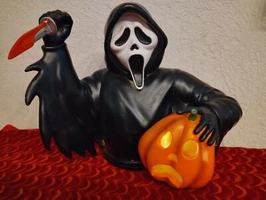 BELEUCHTETE SCHREI GHOSTFACE BÜSTE STATUE FIGUR HALLOWEEN HORROR FIGUR DISPLAY - Bild 1 von 8