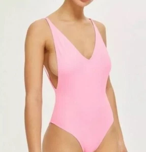 Top Shop Pink One Piece Pamela Scoop Back Bathing Swim Suit Size 6 Nordstrom - Picture 1 of 5