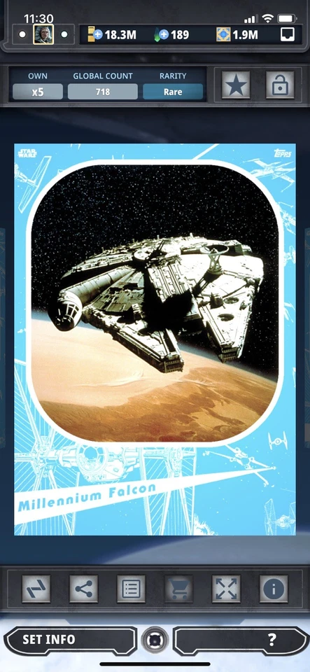Topps Star Wars Digital Card Trader Blue ANH Marathons 2019 Falcon Award - Image 1 of 1