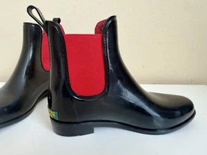 Bota de lluvia de goma corta para mujer Lauren Ralph Lauren Tally al tobillo negra talla 6 LRL - Imagen 1 de 10
