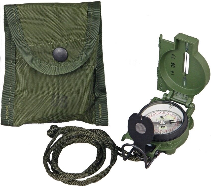 Military Tritium Lensatic Compass Olive Drab US Army Issue, Made in USA CG3H