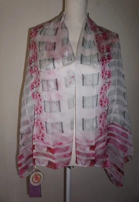 Ted Baker Wilka Pink Window Box Silk Cape Scarf NWT - Image 1 of 4
