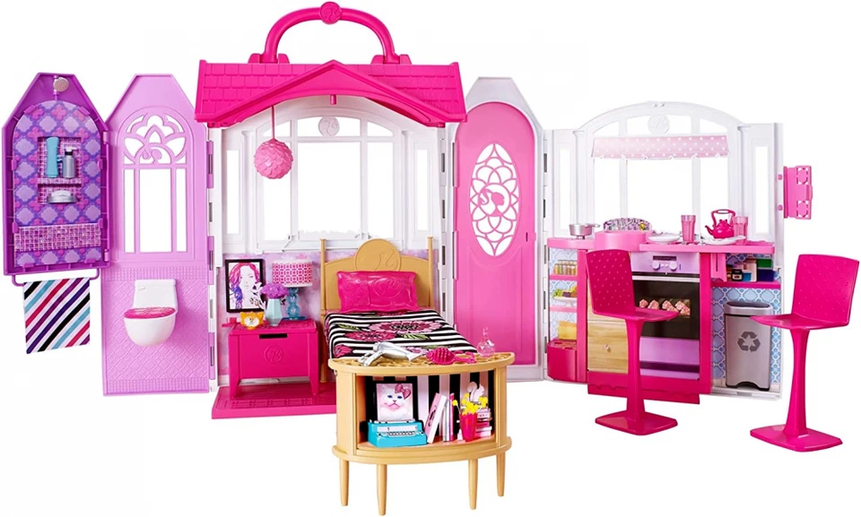 Barbie Glam Getaway House Pink & White Fold-Up Playset (Mattel #CHF54) 2014/2015