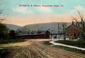 Rutland VT Vermont Bahnhof Railway Depot Postkarte - Bild 1 von 3