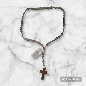 Heiliger Rosenkranz des Friedens mit transparenten Steinen und Holzkreuz (380) - Bild 1 von 2