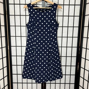 Eliza J White Polka Dot Blue Sleeveless Fit & Flare Bow Back Dress Size 4 - Picture 1 of 10