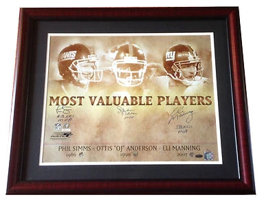NY Giants Super Bowl MVP signed 16x20 photo framed Eli Manning Simms /26 Steiner - Image 1 of 4