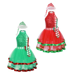 Girls Dress Masquerade Ball Gown Santa Claus Cosutme Cosplay Outfits Princess - Picture 1 of 32
