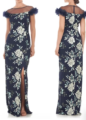 JS Collections Hally Floral Sequin Illusion Yoke Formal Gown Size 8 - Image 1 of 4