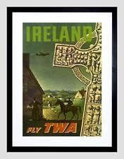 TRAVEL TWA AIRLINE IRELAND CELTIC CROSS RURAL VINTAGE ADVERT ART PRINT B12X1744