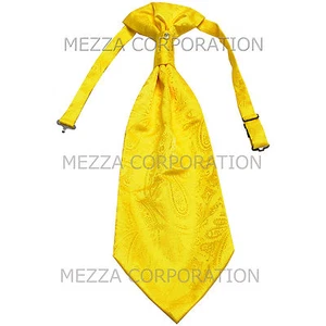 New Formal Vesuvio Napoli Men's Polyester Ascot Cravat Necktie Paisley Yellow - Picture 1 of 1