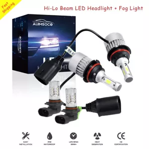 9007 LED Lights Headlight Kit Xenon White High/Low Beam +9145/H10 Fog Bulbs DRL - Picture 1 of 12