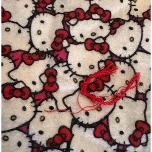 Hello Kitty Sanrio Hand Crafted Throw Blanket Flannel 49”x38” Red White Kawaii - Picture 1 of 3