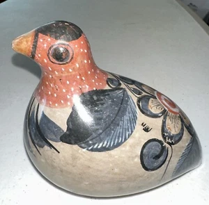 Vintage TONALA POTTERY Grey Dove Mexican Folk Art Hand Made & Painted 5” X  4” - Picture 1 of 5