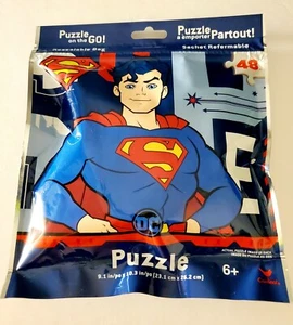 48 PC DC COMICS SUPERMAN ON THE GO PUZZLE ("9.1 x10.3") IN REUSABLE BAG. AGE 6+ - Picture 1 of 3