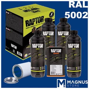 U-Pol Raptor 4L Scratch Paint Kit + Hardening UPOL - B.OLTREMARE RAL 5002 - Picture 1 of 12