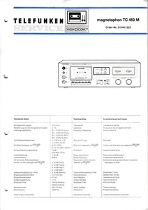 Service Manual Instructions for Telefunken TC 450 M - Bild 1 von 1