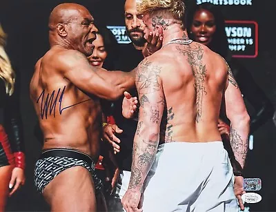 Mike Tyson Signed Autographed 11x14 Photo Jake Paul Slap JSA Authentic Blue - Image 1 of 2