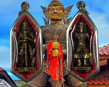 Wessuwan Giant God Statue Stainless Case Pendant Talisman Thai Buddha Amulet