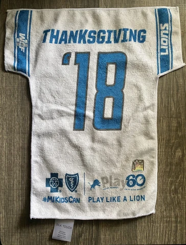 Silk Touch Detroit Lions NFL Thanksgiving 2018 Rally Towel - WCF - Play 60 Cover