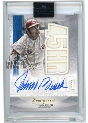 Johnny Bench 2019 Topps Luminaries Home Run Kings Blue Relic Autograph 03/10 - Image 1 of 2