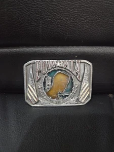 Vintage Bergamot Belt Buckle POW MIA Military Missing Belt Slide - Picture 1 of 4