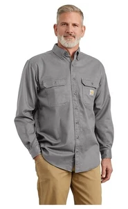 Carhartt Flame-Resistant Classic Twill Button-Down Shirt Gr. L grau - Bild 1 von 4