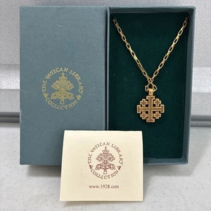 Vatican Library Collection Jerusalem Cross Crusaders’ Cross Gold Tone Necklace - Picture 1 of 11