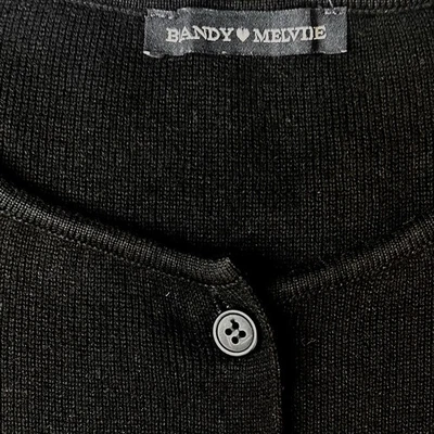 Brandy Melville Button-Up Long Sleeve Cropped Cardigan Black Cotton Knit S/M - Image 1 of 4