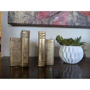 VINTAGE CBK Ltd. 1995 Resin GOLD LEAF BOOKENDS Roman Numerals XII Book Collector - Bild 1 von 10