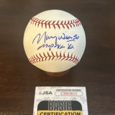 Maury Wills Signed Autographed "MVP NL '62" Official Baseball JSA - Image 1 of 4