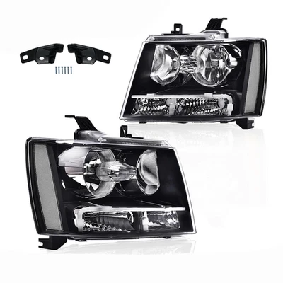 Pair Headlights Fit For Chevy Avalanche Tahoe Suburban 07-14 Black Housing LH RH Foto 1 de 4