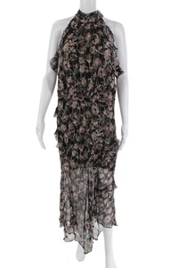 Veronica Beard Womens Silk Floral Print Ruffled Tiered Tied Dress Black Size 12 - Picture 1 of 7