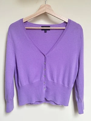 Pure Collection Cashmere Purple Cropped Cardigan Size 12 - Image 1 of 4