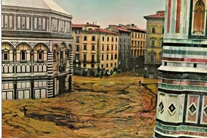 Firenze Florence Italy Duomo Square November 1966 Flood Postcard Mud UNU - Picture 1 of 2