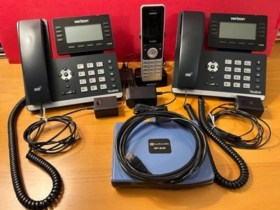 (2) Yealink Verizon SIP-T53W, (1) Yealink W60P sem fio, (1) códigos de áudio MP-202 - Imagem 1 de 4