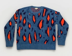 Saint Geraldine Sz XL Blue & Red Animal Abstract Ultra Soft Furry Sweater - Picture 1 of 12