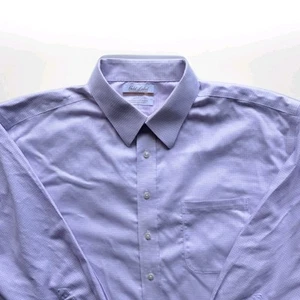 Roundtree & Yorke Gold Label Shirt Mens 18 1/2-34/35 Big Blue Long Sleeve - Picture 1 of 7