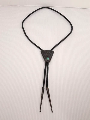 Antiguo Peón Plata Esterlina Bolo Corbata Vaca Calavera Suroeste Turquesa Foto 1 de 4
