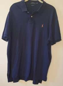Camisa Polo Ralph Lauren Para Hombres XL Azul Marino Pima Tacto Suave Carne Poni Preppy - Imagen 1 de 7