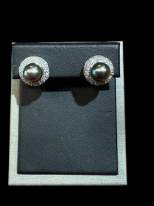 Pendientes de perlas de oro-diamante y piedra 100 diamantes 1,00 quilates T.W. 18K (MP1043696) - Imagen 1 de 3