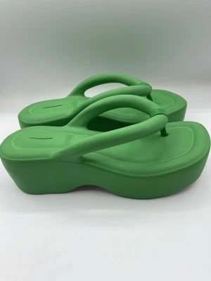 Melissa Free People Platform Sandals Green Got A Text Thong Vacay Boho Sz 10 New - Image 1 of 4