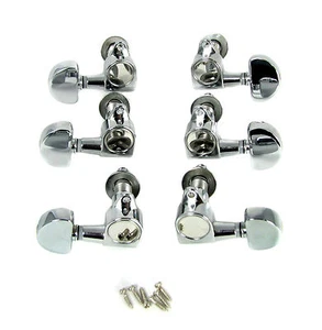 6pc. Chrome "Half Moon" 3L/3R Sealed-Gear Guitar Tuners/Machine Heads  - Picture 1 of 4