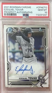 EZEQUIEL TOVAR PSA 10 - 2021 BOWMAN CHROME 1ST AUTOGRAPH ROCKIES AUTO CPA-ETO - Bild 1 von 2