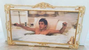 BILD MIT AL PACINO SCARFACE HOLZRAHMEN CREME UND GOLD  - Bild 1 von 4