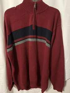 Men’s Saddlebred XL Sweater Turtle Neck 1/2 Zip Long Sleeve Red Cotton - Picture 1 of 3