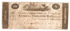 1814 FARMERS MECHS BK CINCINNATI OHIO 10 $ (REIHENLADE LADEN mit KEGS) NUR 1 bei EBAY - Bild 1 von 1