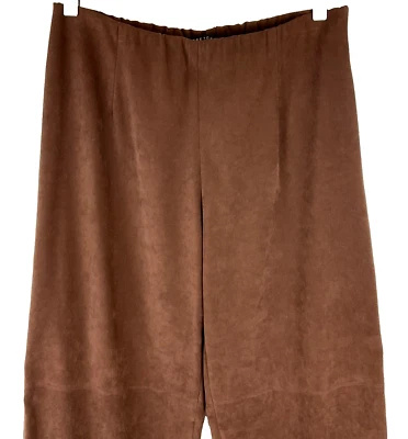 Womens Suede Cloth Look Wide Leg Stretch Sz 8 Brown Pants Comfort Waist - Image 1 of 4